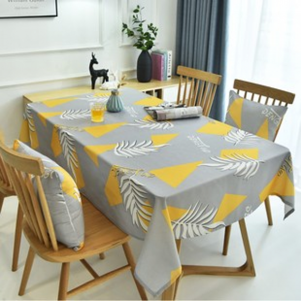 Tablecloth waterproof, oil proof, no wash fabric, cotton and linen Nordic minimalist tea table rectangular tablecloth, dining tablecloth, internet famous table mat