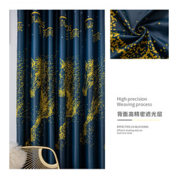 Discounted modern minimalist blue and black business curtains, window screens, living rooms, bedrooms, study rooms, offices, picture packages available