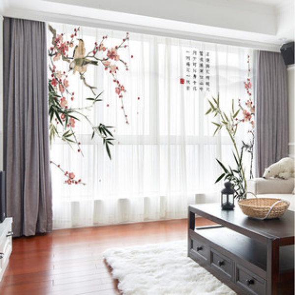 Curtain and window screen double-layer integrated blackout new Chinese style simple gauze curtain living room bedroom balcony semi blackout curtain