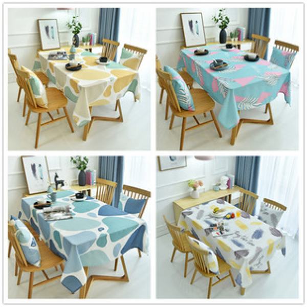 Simple Nordic light luxury cotton linen waterproof and oil proof dining table cloth, fabric rectangular desk and table cloth, home hotel and hotel