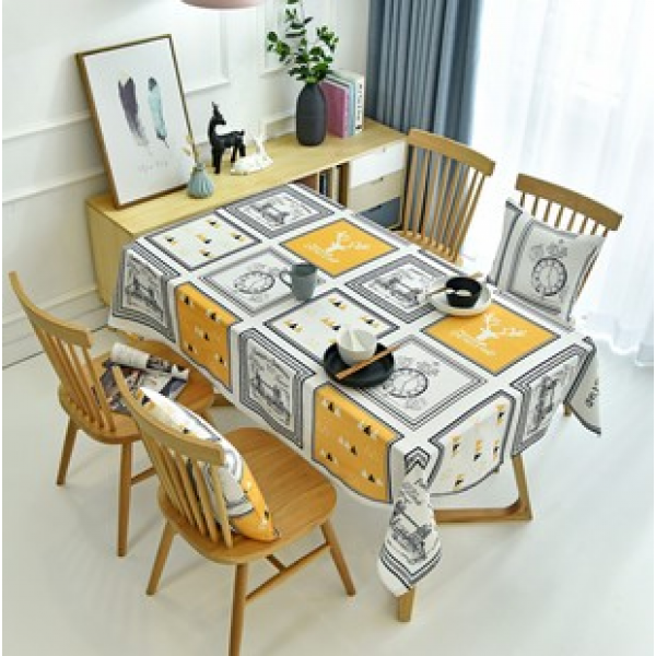 Nordic minimalist dining table cloth, waterproof, oil resistant, heat-resistant, washable tablecloth, coffee table, cotton linen tablecloth, cotton linen small fresh fabric
