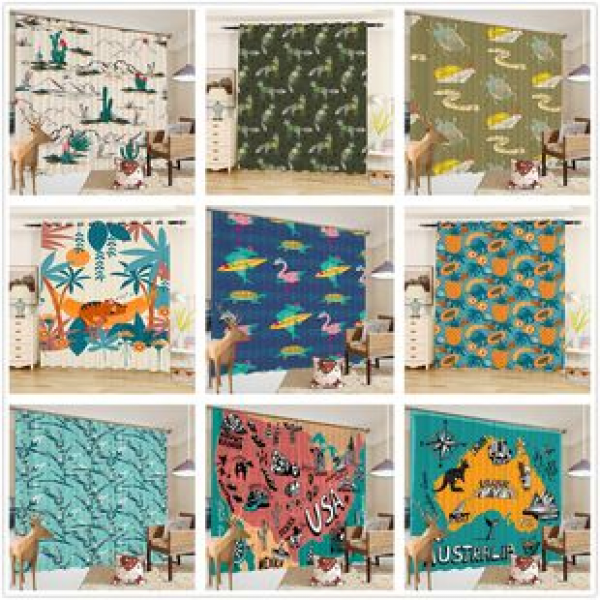 Wholesale children's cartoon living room bedroom bay windows, floor to ceiling non perforated blackout curtains, digital printed cotton and linen can be used