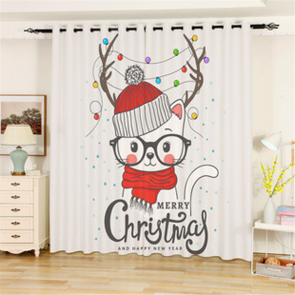 Nordic luxury animal curtain cloth thermal insulation living room french window sunshade cloth sunscreen non perforated cat dog cute cotton hemp