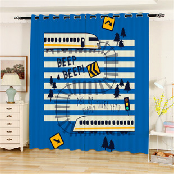 Wholesale living room bedroom bay windows, floor to ceiling non perforated blackout curtains, digital printed cotton and linen, suitable for boys and teenagers