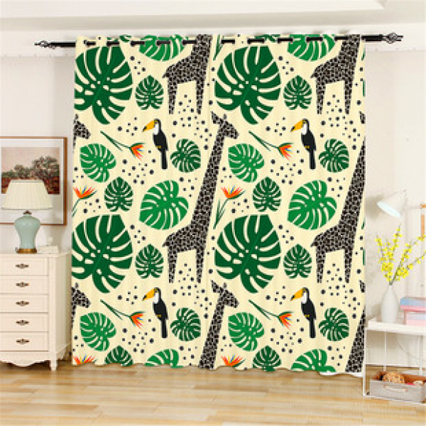 Nordic Japanese curtains, living room, bedroom, bay window, floor to ceiling, no punching, blackout, fresh leaves, velvet linen