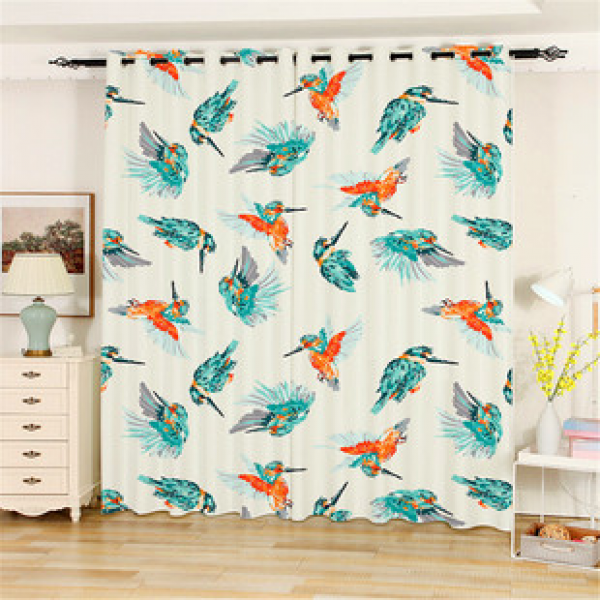Thousands of optional cartoon living room bedroom bay windows, floor to ceiling non perforated blackout curtains, digital printed cotton, linen, cat, dog, fish