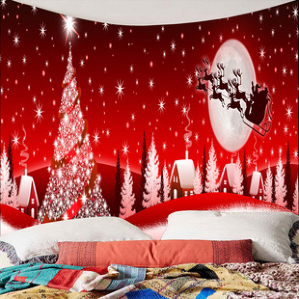 Cross border foreign trade hanging cloth Christmas celebration plant hanging decoration popular home decoration background wall tapestry Christmas atmosphere