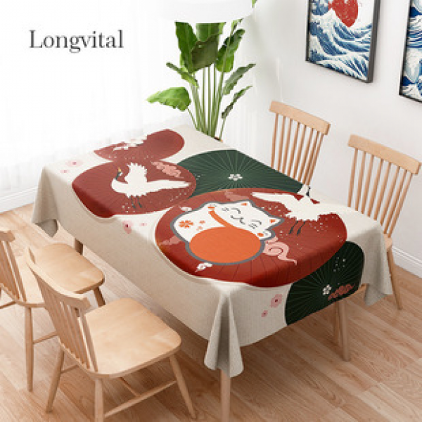New Japanese style and Japanese style tablecloth with imitation cotton and linen fabric, waterproof, heat-resistant, oil resistant, non washable, dining cloth, Japanese style coffee table cloth