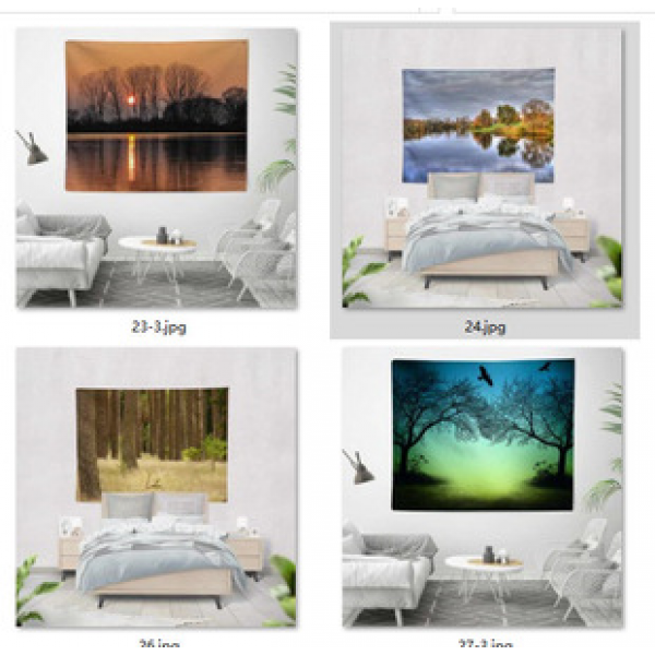 Thousands of optional foreign trade tapestries, fresh natural forest green decorative fabrics, wall blankets, beach towels, tapestries are available