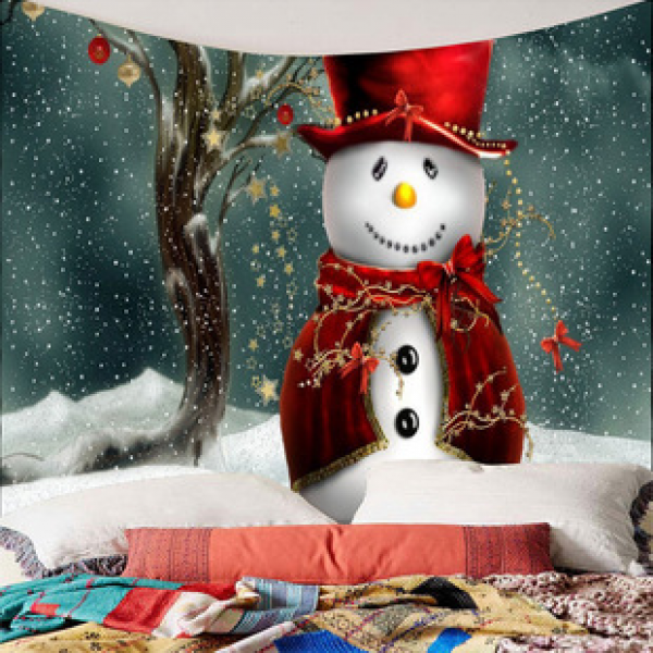 Cross border tapestry bedroom home wall decoration background cloth wall hanging painting for Christmas celebration, bear snowman