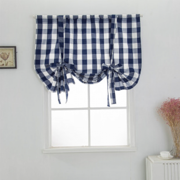 Manufacturer direct sales of linen cotton grid small curtains, short curtains, Roman curtains, Amazon popular kitchen curtains, fresh Japanese, European and American