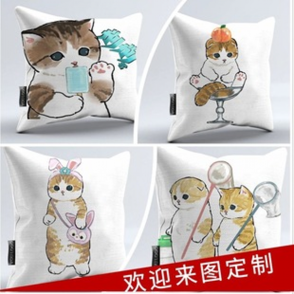 Logo photo to picture Pillow linen pillowcase activity cushion wholesale Pillow cute cat animal cartoon