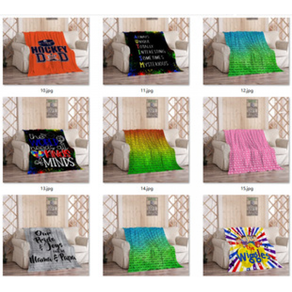 Amazon Ebay flannel blanket, cross-border thickened warm sofa blanket, air conditioning blanket, printed coral fleece