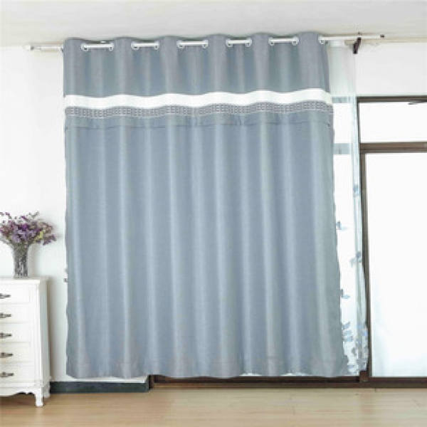 European style curtains, modern thick high shading relief embroidery, business men's bedroom, living room, swan linen gray