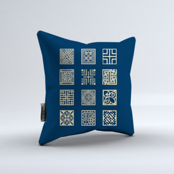 Antique Chinese style homestay pillows, short plush linen pillowcases, cushions, logos, blue and white porcelain