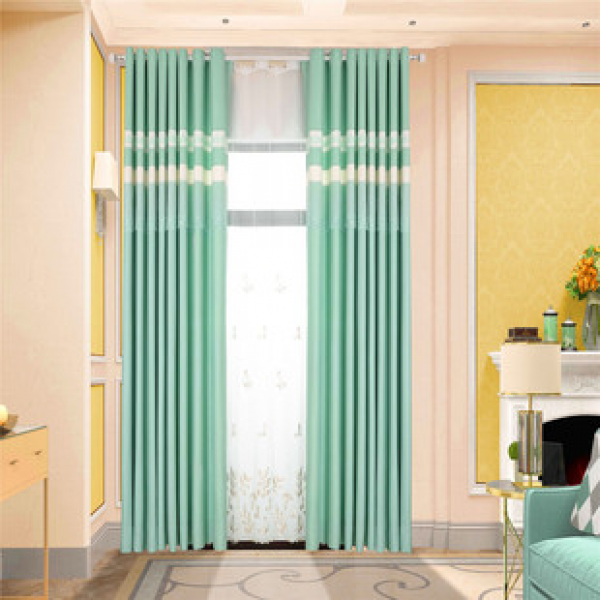 Nordic American style simple blue curtains, thickened high shading relief embroidery, bedroom, living room, swan linen can be wholesale