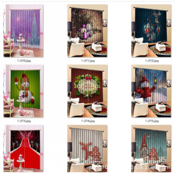 Hot selling Christmas curtains in Europe and America, thin living room, bedroom, living room fabric, thick background fabric, blackout printing