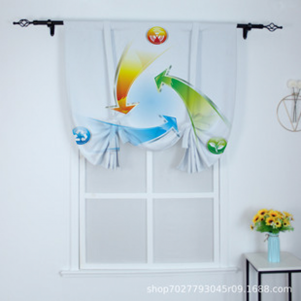 Small fresh bay window, small curtain, half curtain, half cut kitchen curtain, bathroom curtain, finished product, non perforated short curtain, foreign trade