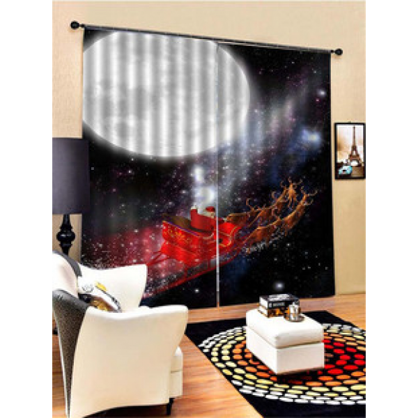 Amazon European and American Christmas curtains, fabric background fabric, blackout printing wholesale, bath curtain fabric, no punching required