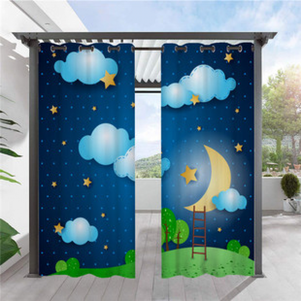 3D digital personalized direct supply, cross-border hot selling waterproof outdoor shading with pictures, now making Starry Sky series fabric curtains