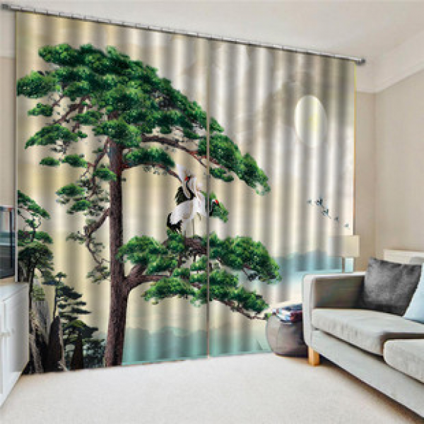Factory direct sales wholesale finished products 3D digital printing landscape series outdoor waterproof and blackout curtains can be seen in the picture