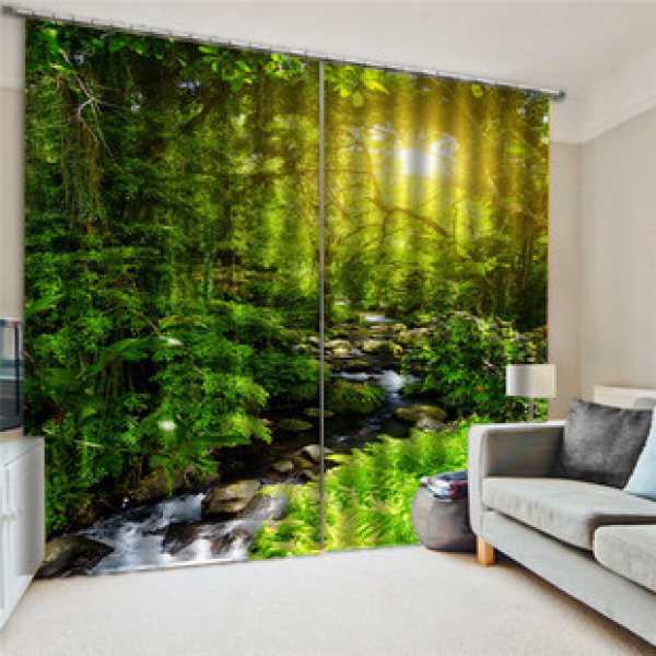 Outdoor waterproof cross-border hot selling foreign trade wholesale spot products 3D digital printing landscape series blackout curtains