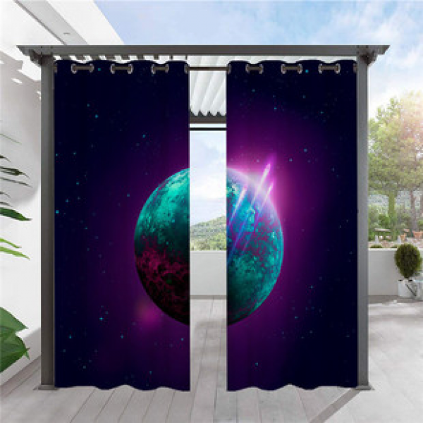 Cross border hot selling 3D digital printing starry sky series waterproof and shading outdoor can be made with fabric perforated curtains according to pictures