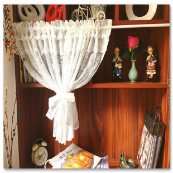 Factory direct sales half curtain short curtain American Nordic small curtain door curtain cabinet curtain wave ball kitchen partition screen curtain