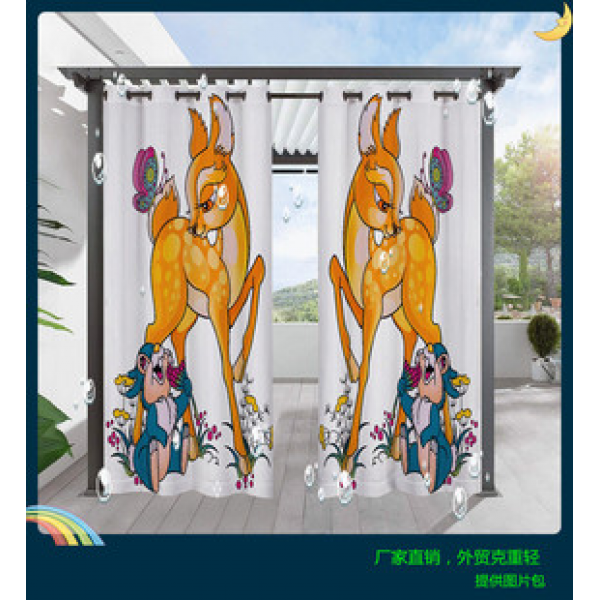 Cross border hot selling factory direct sales 3D digital printing animal outdoor shading waterproof fabric curtains