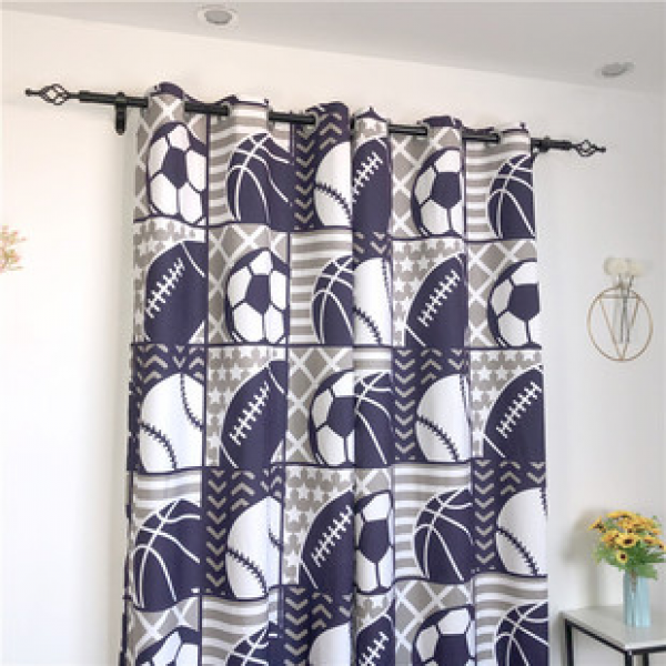 Manufacturer's foreign trade fashion 3D digital printing baseball sports series balcony living room bedroom curtains