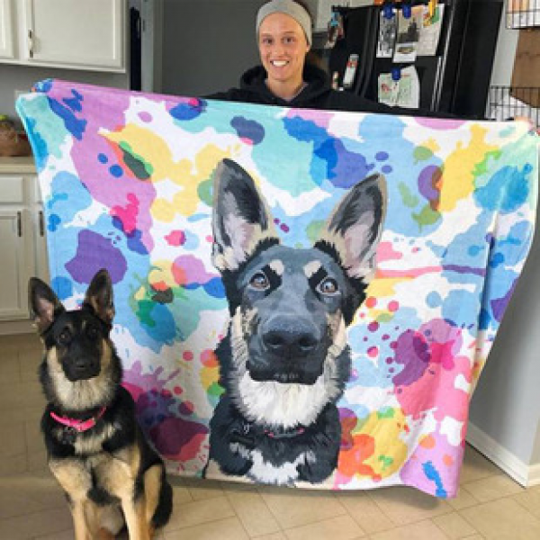 Manufacturer supplies cross-border platform pet photos watercolor 3D digital printing flannel air conditioning blanket