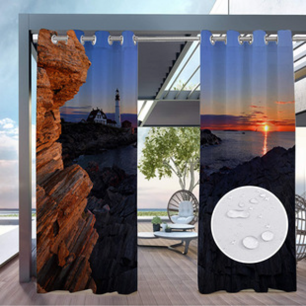 Curtain and window screen manufacturers supply cross-border platform outdoor rainy day series high-definition 3D outdoor landscape waterproof system