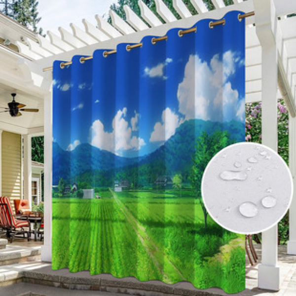 Curtain and window screen manufacturers supply cross-border platform outdoor rainy day series high-definition 3D outdoor landscape waterproof system