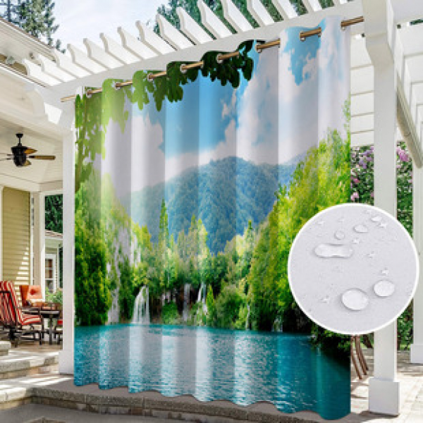 Curtain and window screen manufacturers supply cross-border platform outdoor rainy day series high-definition 3D outdoor landscape waterproof system