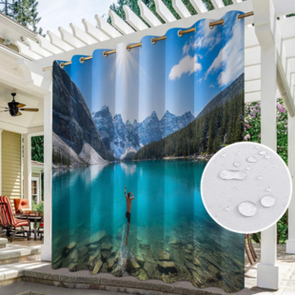 Curtain and window screen manufacturers supply cross-border platform outdoor rainy day series high-definition 3D outdoor landscape waterproof system