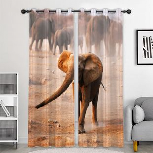 Cross border platform Amazon Wish hot selling personalized creative curtains, elephant high-definition 3D digital printed curtains