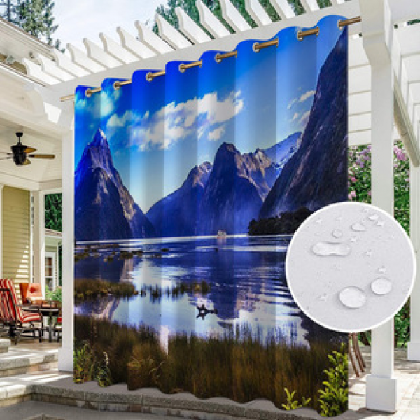 Curtain and window screen manufacturers supply cross-border platform outdoor rainy day series high-definition 3D outdoor landscape waterproof system