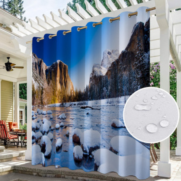Curtain and window screen manufacturers supply cross-border platform outdoor rainy day series high-definition 3D outdoor landscape waterproof system