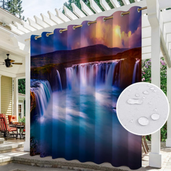 Curtain and window screen manufacturers supply cross-border platform outdoor rainy day series high-definition 3D outdoor landscape waterproof system