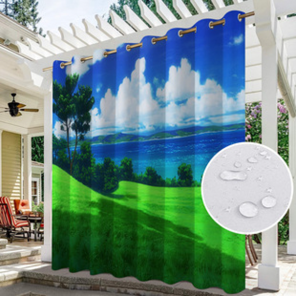 Curtain and window screen manufacturers supply cross-border platform outdoor rainy day series high-definition 3D outdoor landscape waterproof system