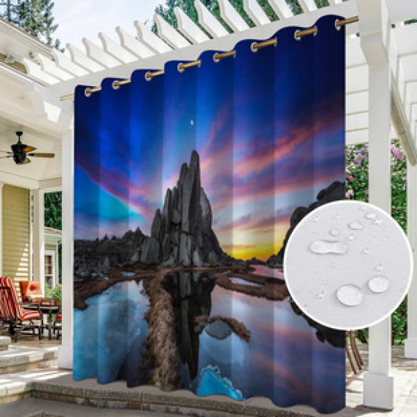 Curtain and window screen manufacturers supply cross-border platform outdoor rainy day series high-definition 3D outdoor landscape waterproof system