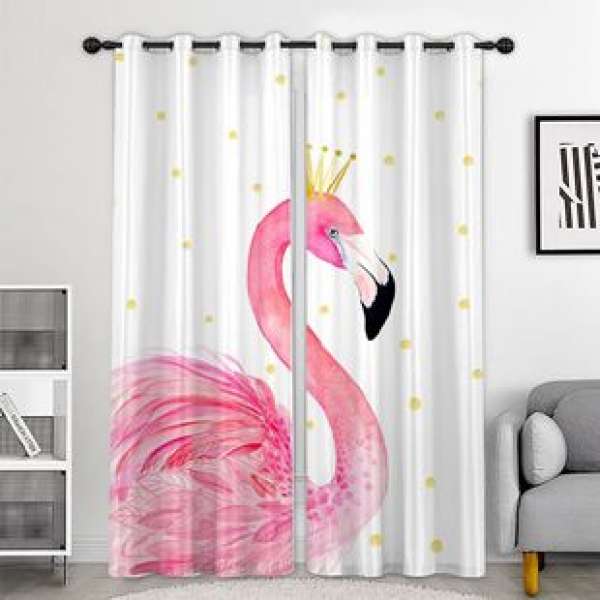 Cross border hot selling manufacturer direct sales digital printing Amazon hot selling flamingo internet famous curtains Nordic minimalist