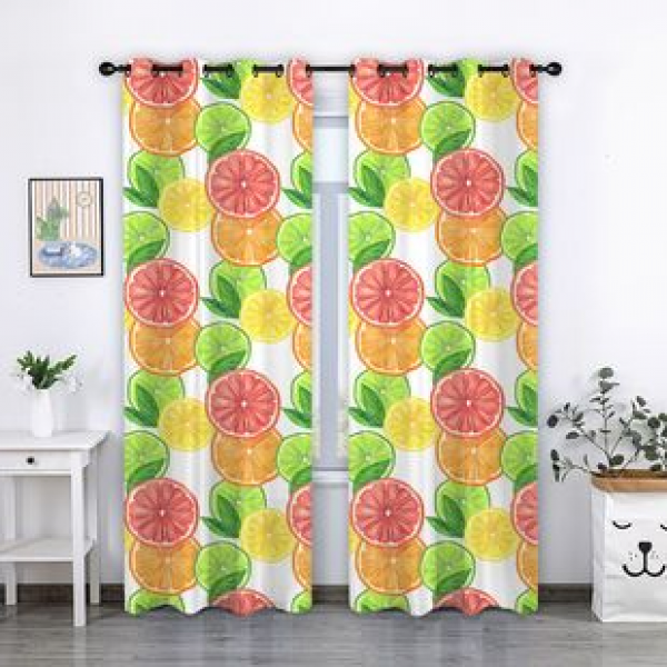 Cross border hot selling factory direct sales 3D digital printing tropical fruit food pattern curtains and windows are available