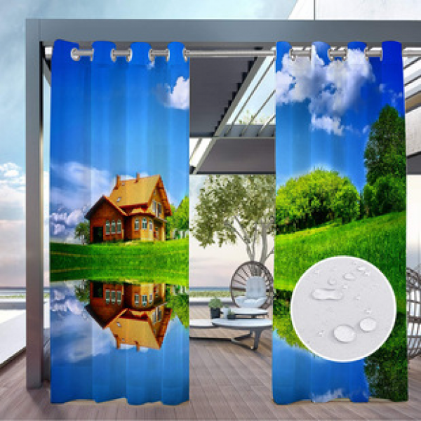Curtain and window screen manufacturers supply cross-border platform outdoor rainy day series high-definition 3D outdoor landscape waterproof system