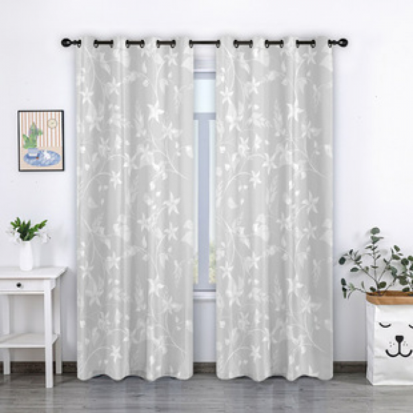 Cross border hot selling printed curtains 3D digital Amazon floral European and American perforated foreign trade curtain products American style