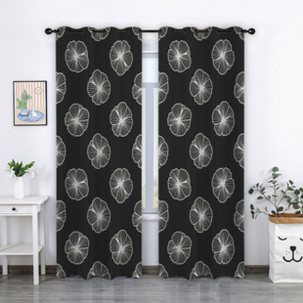 Cross border hot selling printed curtains 3D digital Amazon floral European and American perforated foreign trade curtain products American style