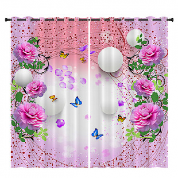 Cross border supply of ready-made curtains for spot manufacturers, direct delivery of polyester fiber 3D digital printed curtains, urgent delivery