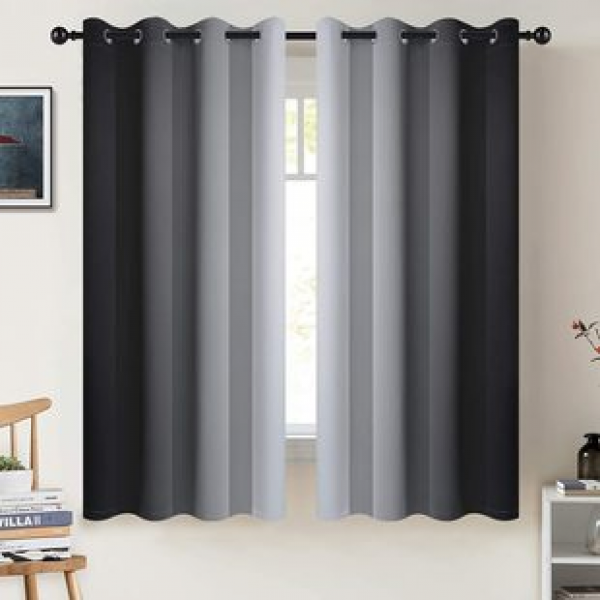 Manufacturer's direct supply of cross-border e-commerce platform hot selling boutique gradient color high-precision room living room black silk blackout curtains