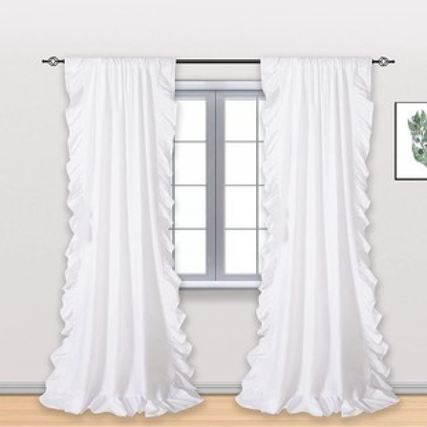 Cross border e-commerce platform hot selling hot selling white Dutch velvet with lotus leaf lace manufacturer supplies curtains directly to the factory for delivery