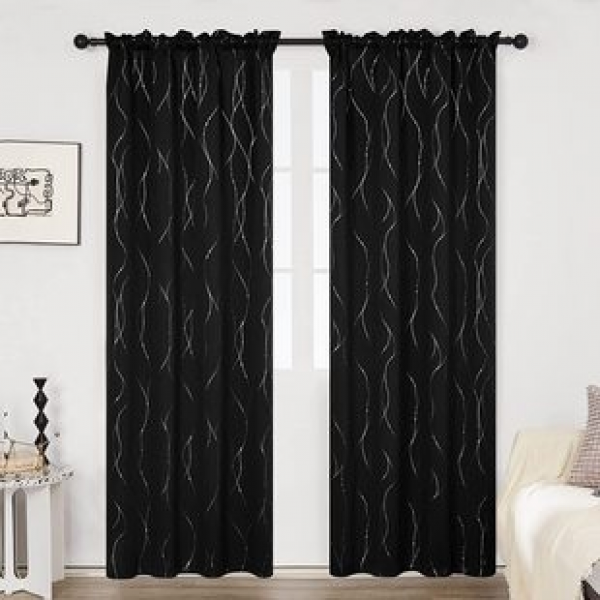 Factory direct supply cross-border e-commerce platform hot selling and popular full blackout silver hot stamping living room bedroom finished curtains